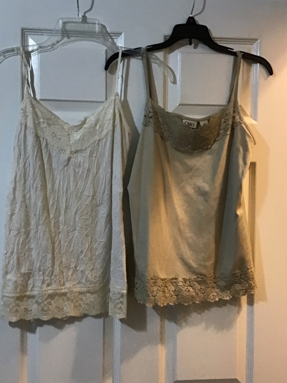 Beige Lace Trim Silk Camisole 2
